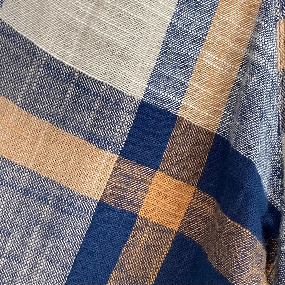 FREE PEOPLE Peppy In Plaid Oversized Button Down Shirt in Blue/Tan - Picture 8 of 12